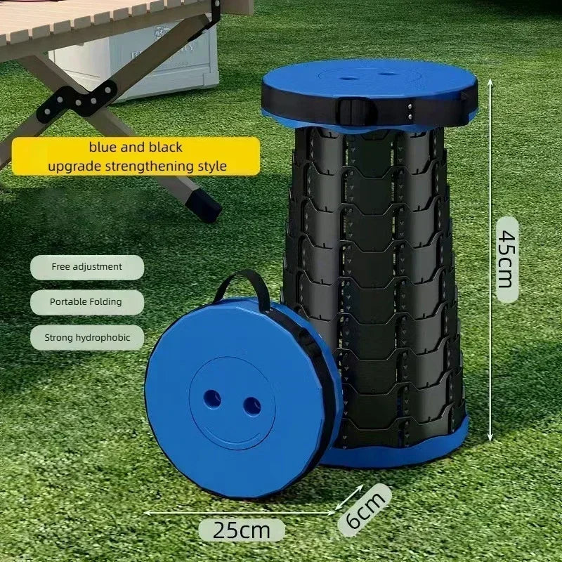 Compact Portable Plastic Folding Telescopic Chair, Lightweight Adjustable Stool for Fishing Beach Camping,Outdoor Foldable Seat