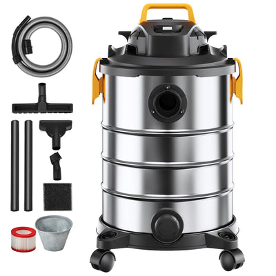 SucceBuy Stainless Steel Wet Dry Shop Vacuum Wet  Dry Vac Powerful Suction  Small Shop Vac Perfect for Carpet Debris  Pet  Hair - Smarsty