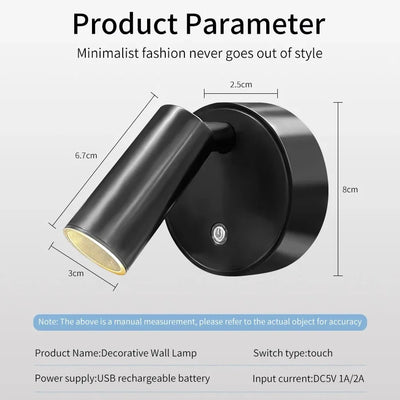 Dimmable LED Wireless USB Rechargeable Wall Spotlight - Smarsty