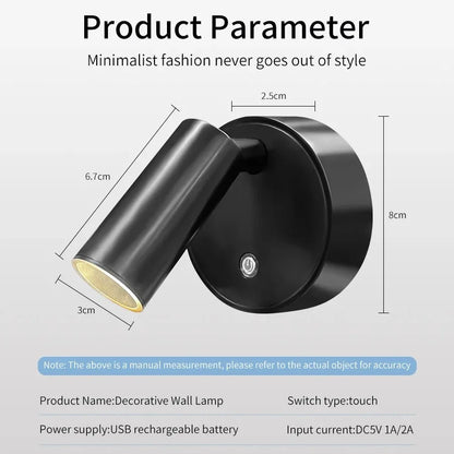 Dimmable LED Wireless USB Rechargeable Wall Spotlight - Smarsty