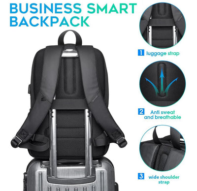 BANGE Travel Waterproof Backpack with USB Charging Port Fit 15.6 Inch Laptop Backpacks for Men and Women, Teenager School Bags - Smarsty