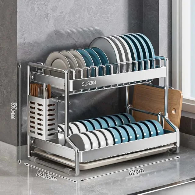 New Dish Drainer Kitchen Storage Organization Stainless Steels Drainer Kitchen Dishes Kitchenware Tableware Drainer Board Rack