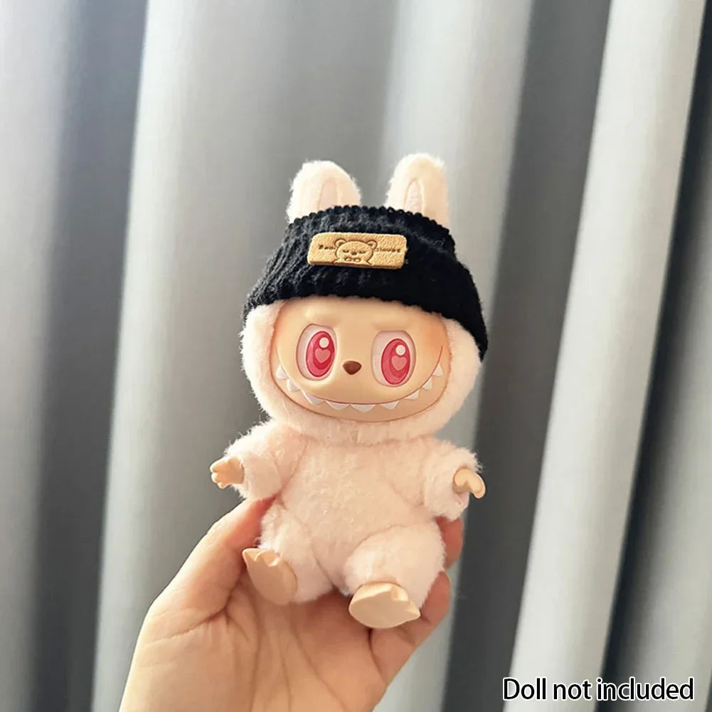 For 15-17 cm v1v2 Labubu Clothes outfit Labubu Sitting Party Bear Label Scarf Hat Bag Dolls Accessories Cute Decoration by Smarsty
