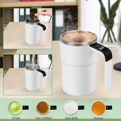 Smart mixing coffee cup LED display|USB charging|magnetic mixing function - Smarsty