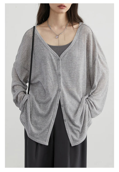 CHIC VEN Women's Cardigan New V-neck Long Sleeved Female Shirt Female Jumpers Sun Protection Woman Top Spring Summer 2024