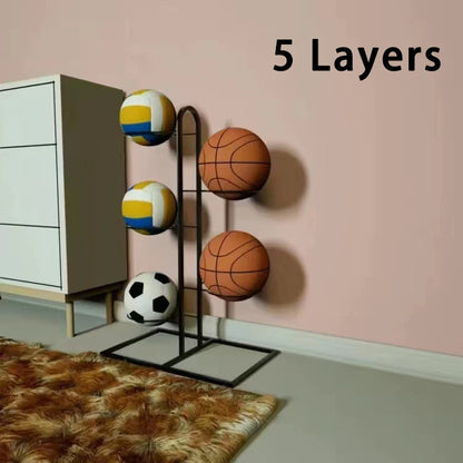 2/3/4/5Layers Basketball Storage Rack Indoor Children Balls Placed Rack Football Volleyball Basketball Holder Balls Metal Stand by Smarsty