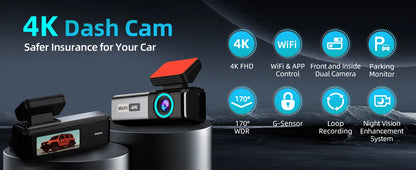 Stunning 4K Dash Cam Front And Rear Night Vision Wifi - Smarsty