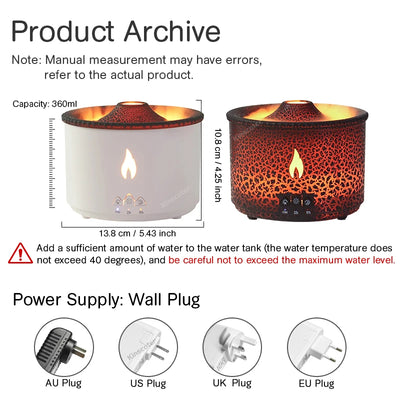 Aromatherapy Volcano Flame Diffuser with Humidifier Feature - Smarsty