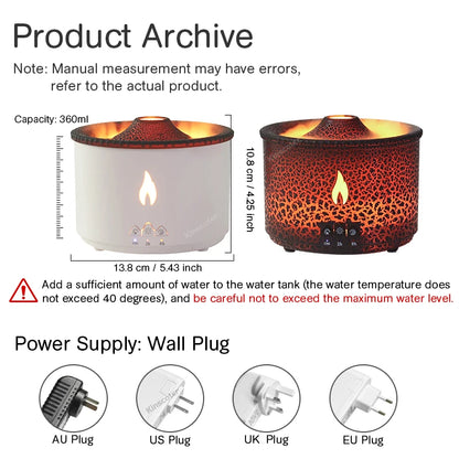 Aromatherapy Volcano Flame Diffuser with Humidifier Feature - Smarsty