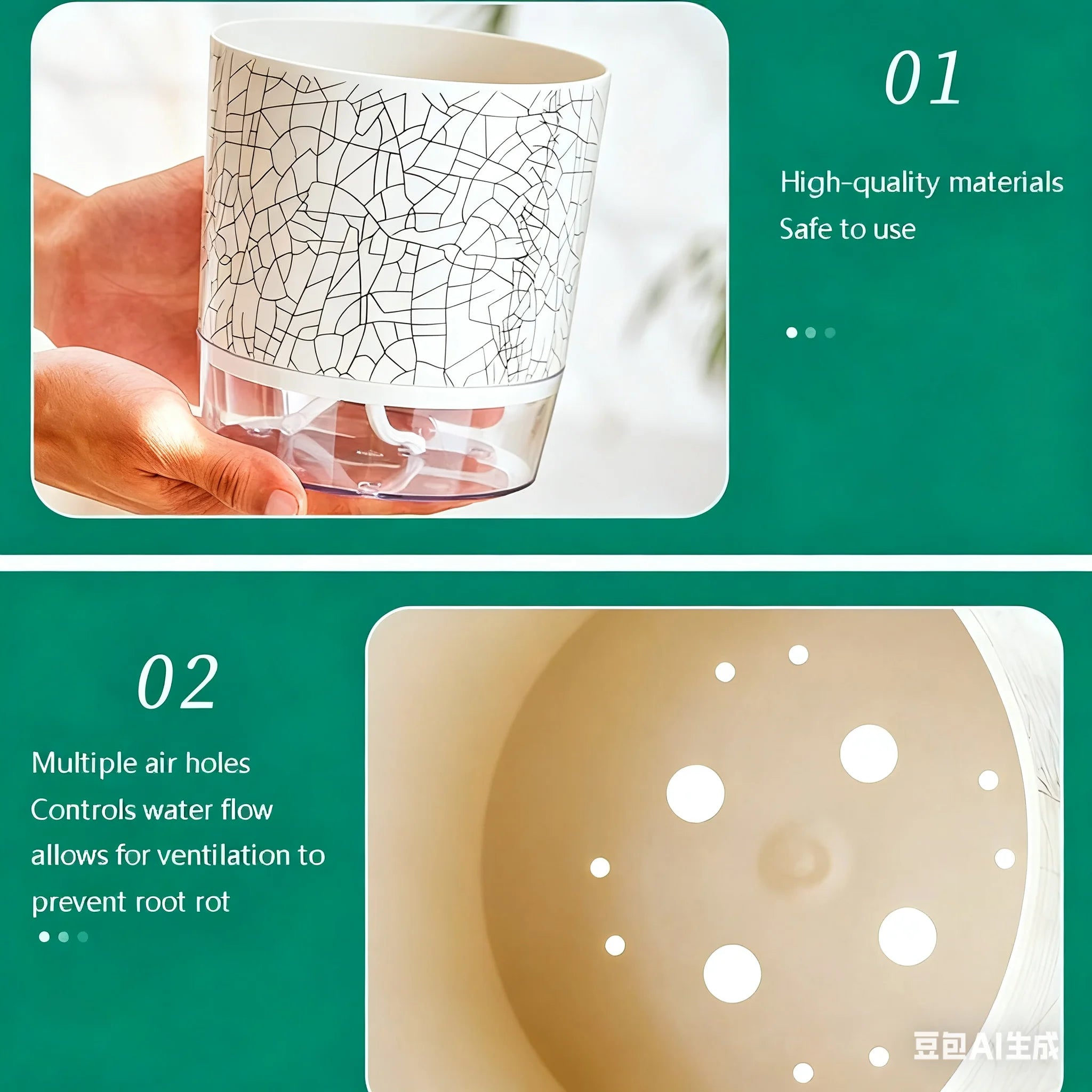 Self-watering Flower Pot Lazy Automatic Hydroponics Plants Pot Cotton Rope Watering Succulent Potted Planters Home Office Decor