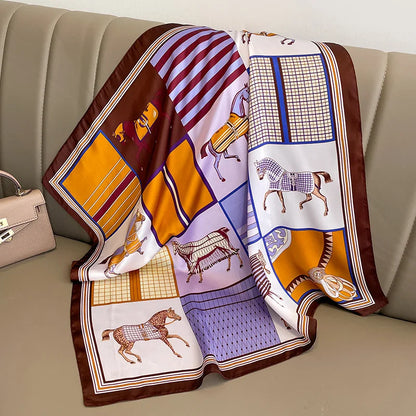 Silk Square Scarf for Women Sun Protection Luxury Shawl - Smarsty
