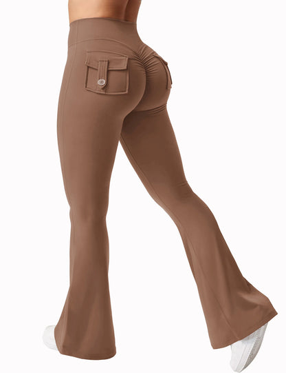 Newest Women Wide Leg High Stretch Yoga Leggings Naked Feeling Compression Fitness Workwear with pockets Yoga Pant ﻿ - Smarsty