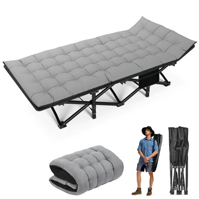 Folding Camping Cot Camp Cots Portable Heavy Duty Outdoor Camping Bed for Adults Home Beach RV Noon Break 200KG Bearing - Smarsty
