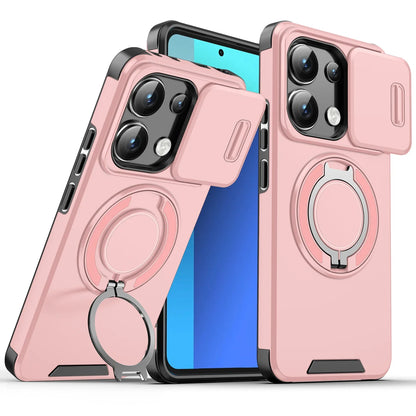 Shockproof Magnetic Case for Redmi Note 14 13 Pro 5G 4G Plus Slide Camera Lens Ring Stand Protect Cover