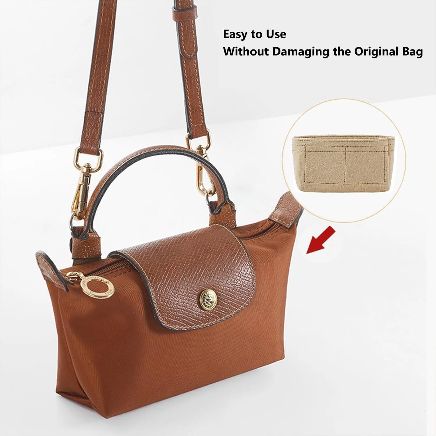 Bag Organizer for Small Tote Bag Timid Bag Storage & Finishing Inner Bag Liner Handbags Insert Organizer fit Mini Size