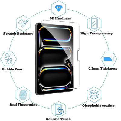2Pcs Tempered Glass Screen Protector For ipad Pro Air 13 11 2024 M4 M2 Air 5 4 Pro 12.9 11 M3 M5 2025 Film - Smarsty