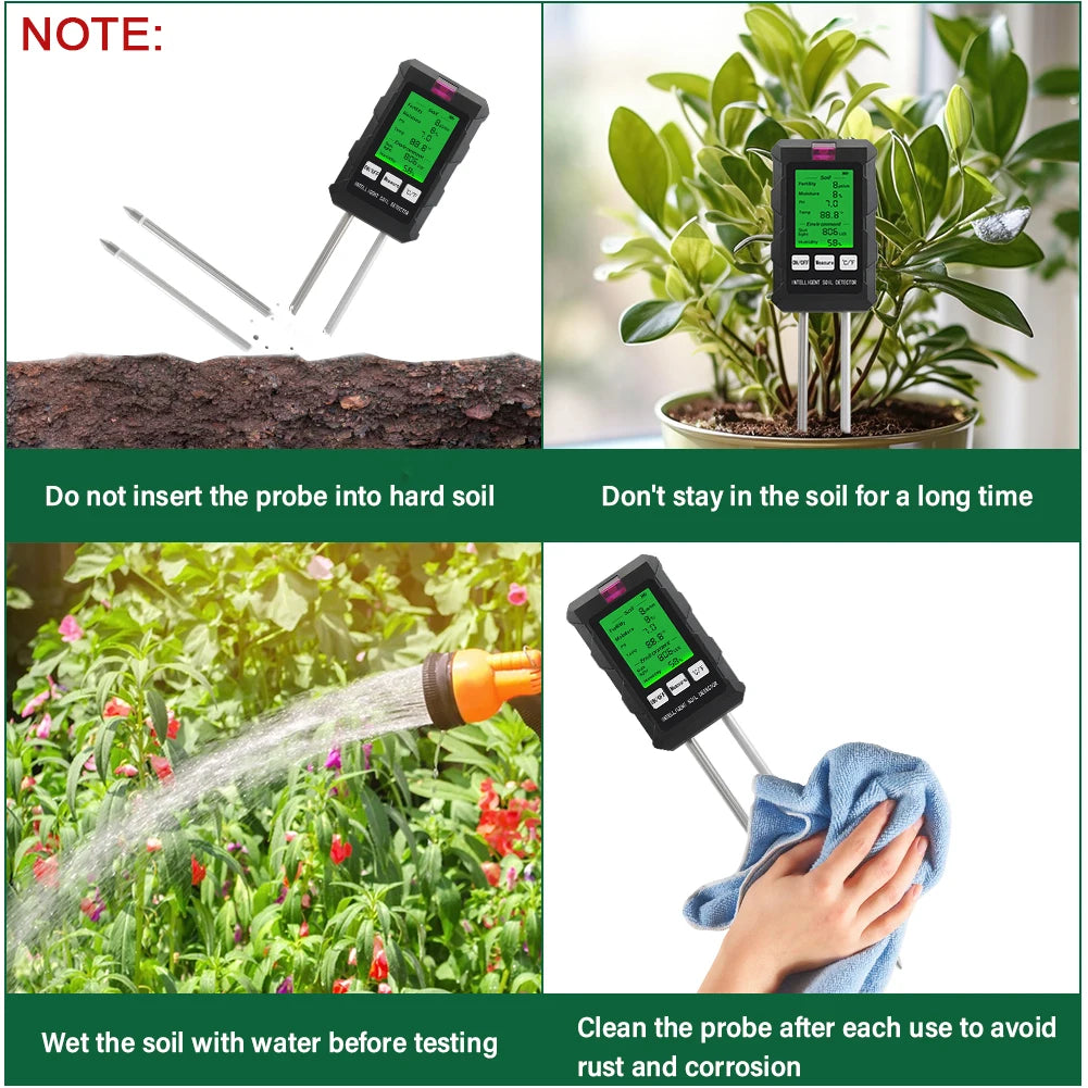 Digital 6 in 1 Soil PH Meter and Tester for Garden Health - Smarsty
