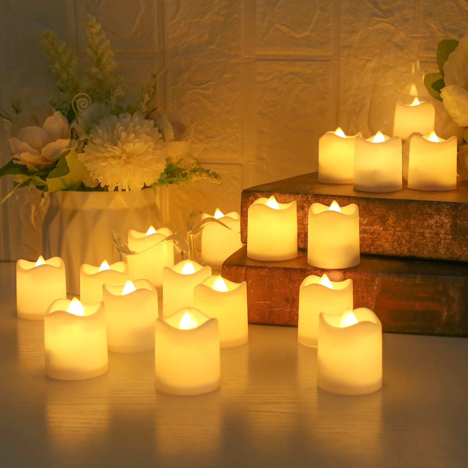 Flameless LED Votive Candles Set 100+Hour Lasting Electric Candles Battery Operated Tealight for Wedding Proposal Romantic Decor