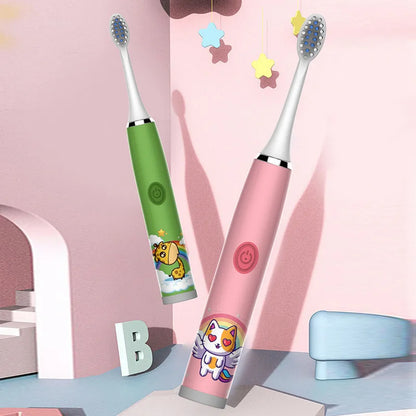 Child's Rechargeable Sonic Electric Toothbrush With Replacement Heads - Smarsty