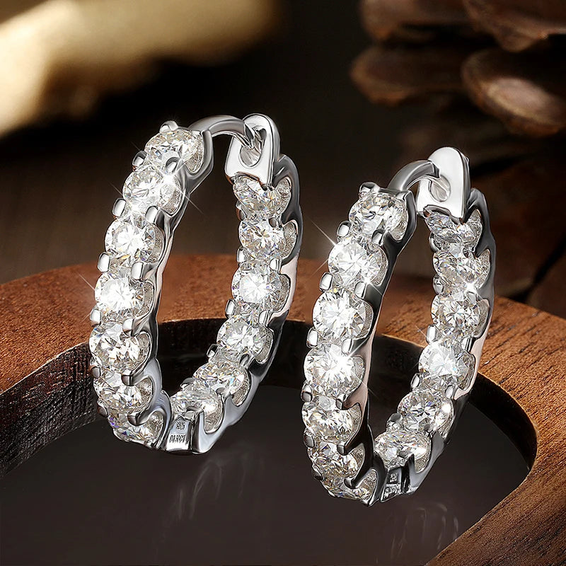 Moissanite Hoop Earrings 2.6Ct D Color Sterling Silver - Smarsty