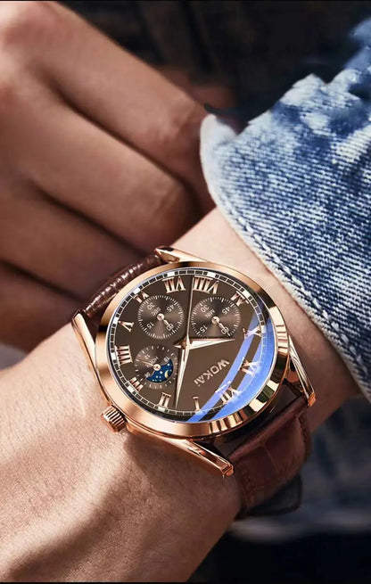 Fashionable Quartz Watch with Roman Dial and Bamboo Belt - Smarsty