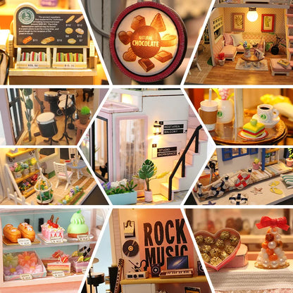 DIY Miniature Dollhouse Kits Hourly Light Studio House Sea Villa Wooden Doll House With Furniture Building Kids Toys Xmas Gifts by Smarsty