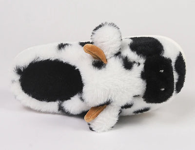 Casual Fluffy Slippers Women House Cute Cartoon Cow Designer Shoes Girl Flat Fashion Elegant Plush Winter Platform Footwear Home - Smarsty