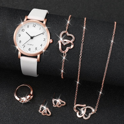Fashion Women's Quartz Watch with Leather Band and Diamonds - Smarsty