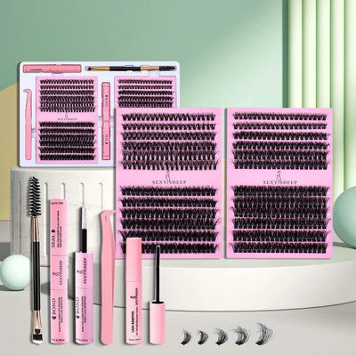 DIY False Eyelashes Clusters Extensions Individual Lashes Cluster Natural Segmented With glue,Remover,lash brush，tweezers - Smarsty