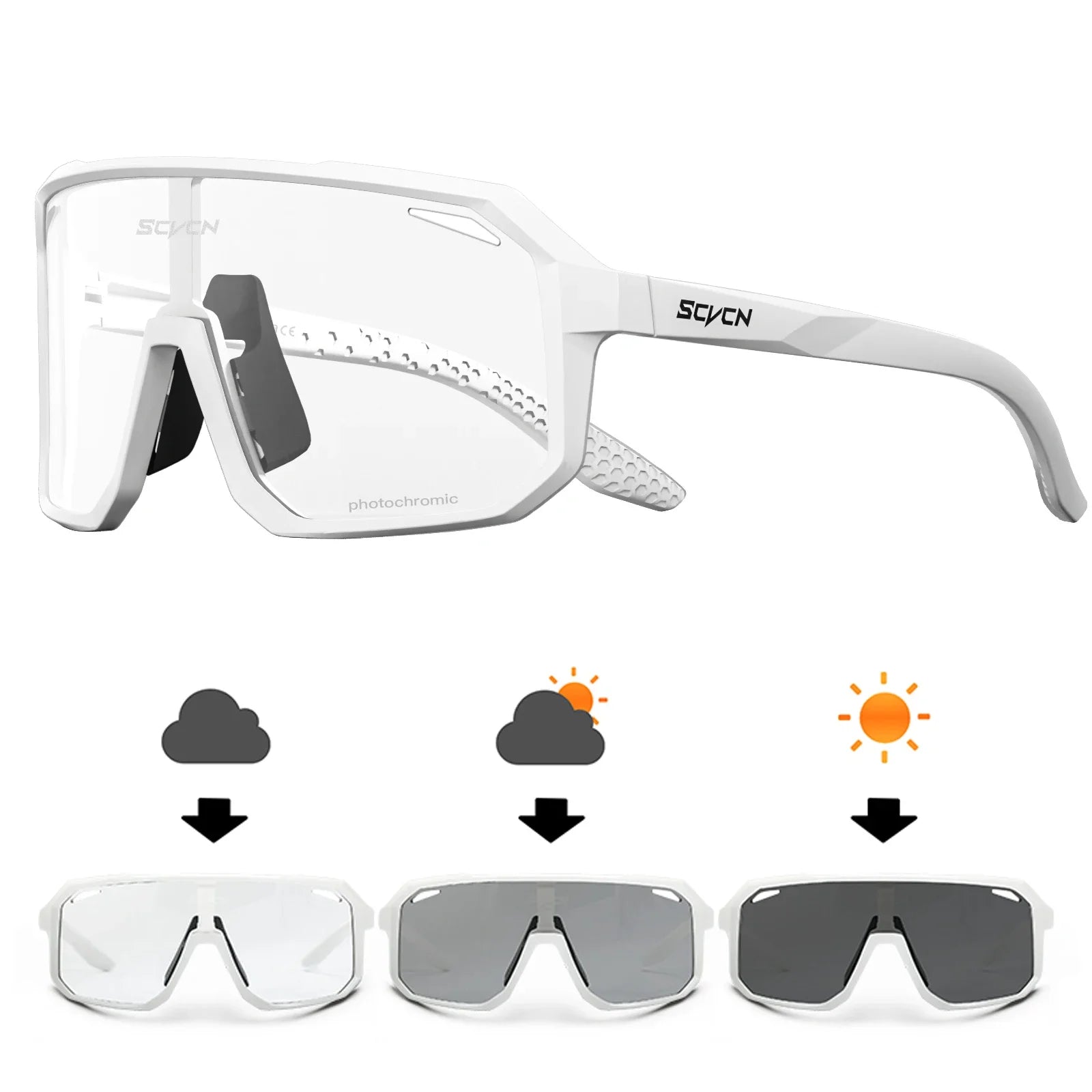 SCVCN Photochromic Cycling Glasses Bike Mountain Bicycle Golf UV400 Sunglasses Sport Protection Glasses for Men Women Baseball