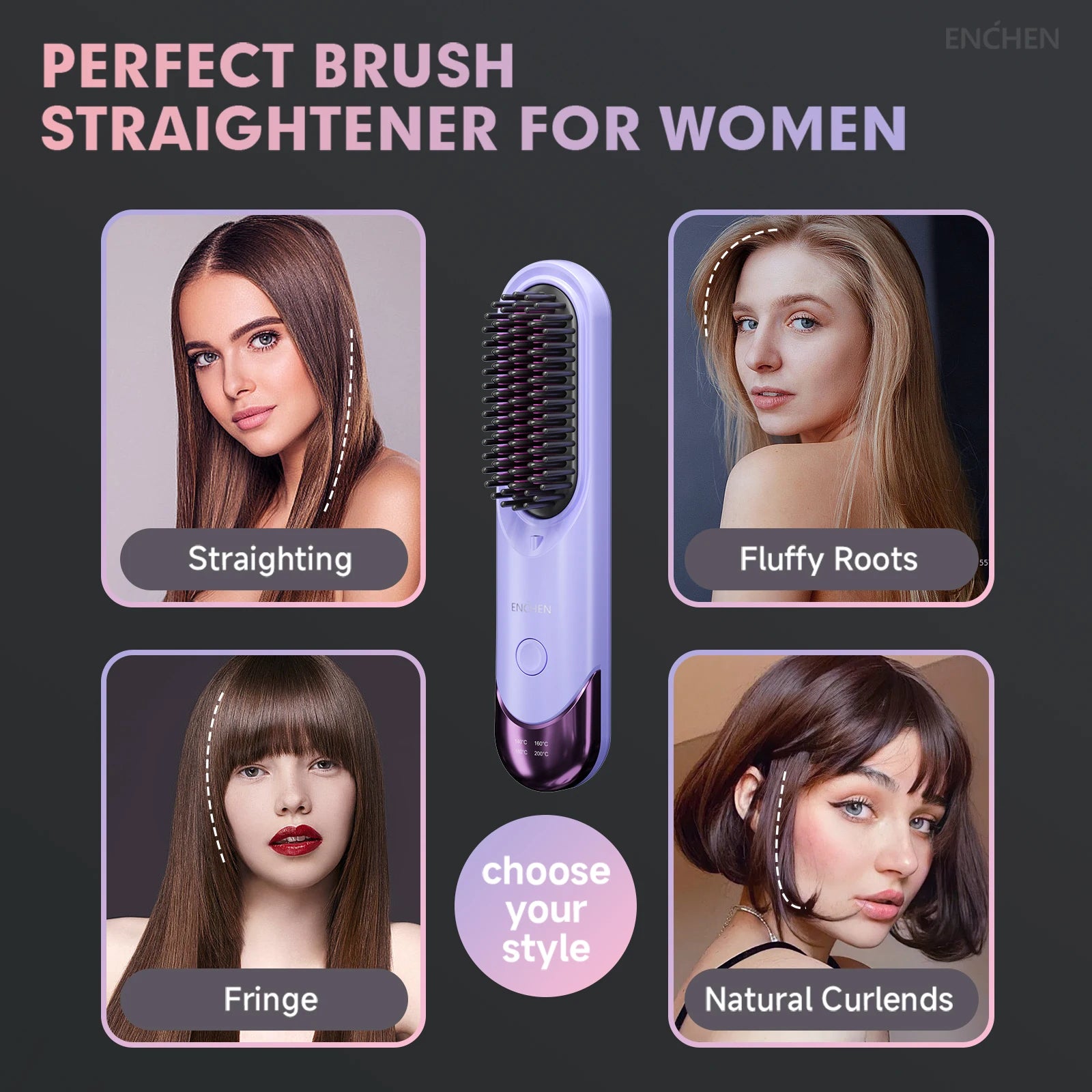 Professional Mini Straightener Brush with Negative Ions - Smarsty