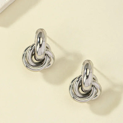 Gold Silver Knot Stud Earrings For Daily Trendy Wear - Smarsty