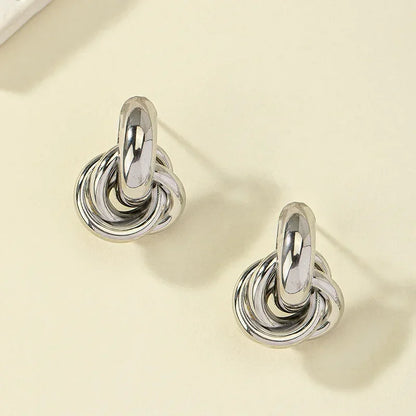 Gold Silver Knot Stud Earrings For Daily Trendy Wear - Smarsty