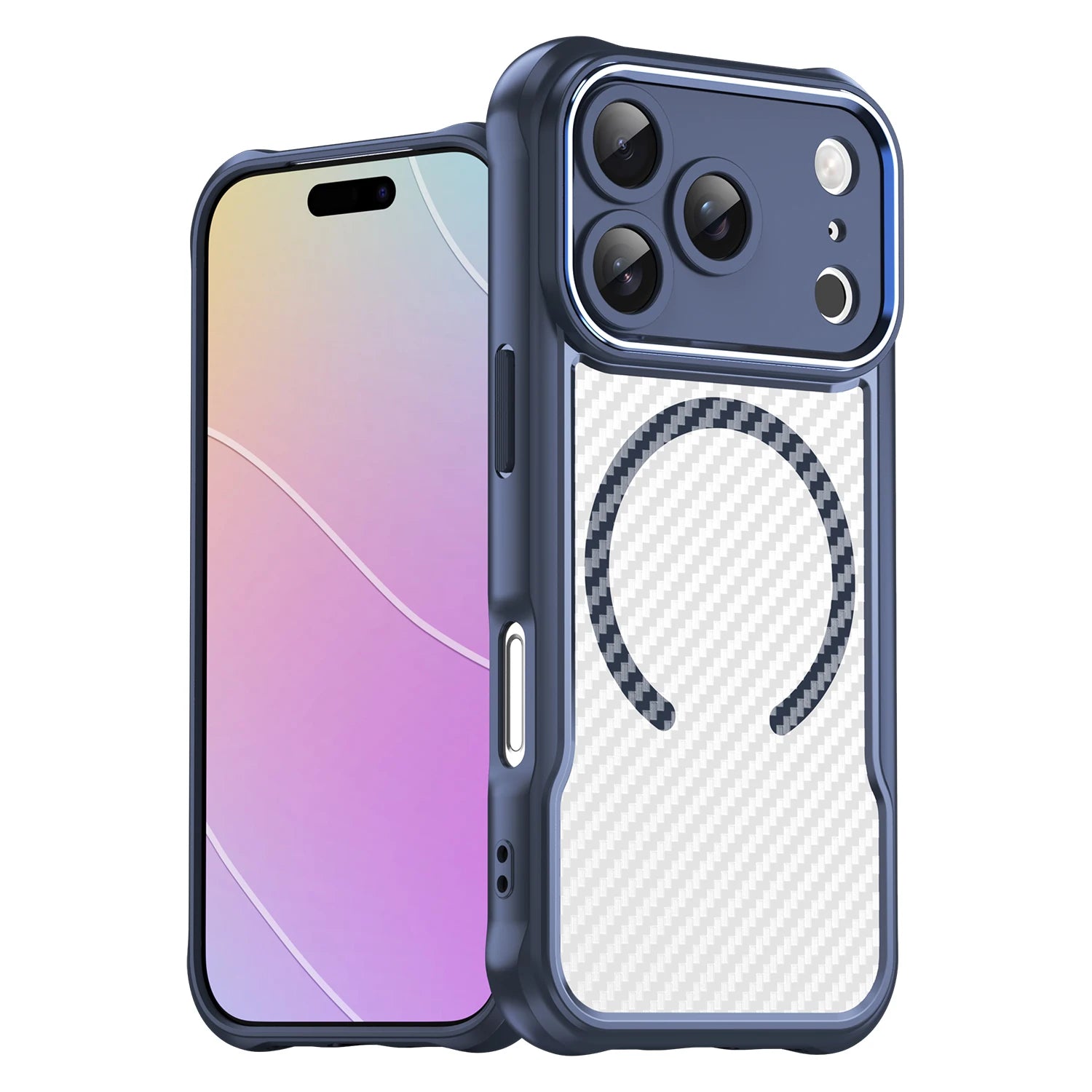 armor Carbon Fiber Textured Magnetic Phone case for iPhone 17 Air 16 E 15 14 Plus 13 12 11 Pro Max for Magsafe Shockproof Cover