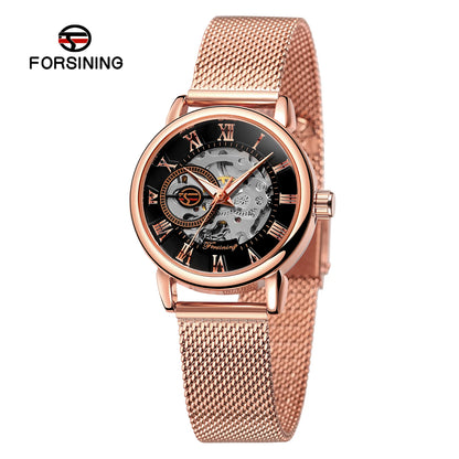 Luxury Skeleton Mechanical Women's Watch Stainless Steel - Smarsty