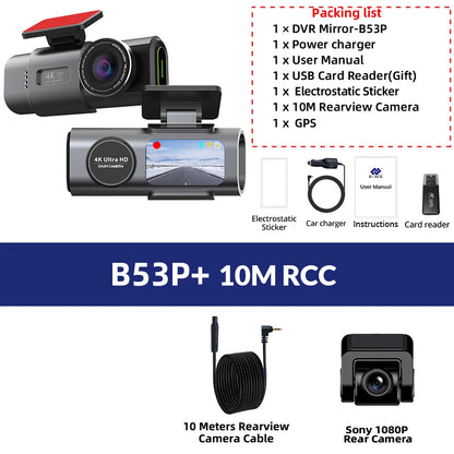 4K Dash Cam Dual Lens Night Vision With GPS VideoRecording - Smarsty