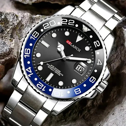 Classic Stainless Steel Quartz Watch with Magnifying Glass - Smarsty