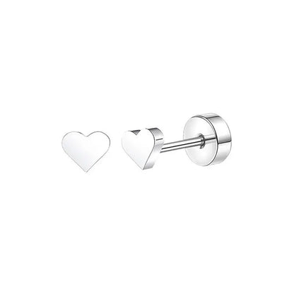 Stainless Steel Heart Moon Ear Studs Screw Back Cartilage - Smarsty