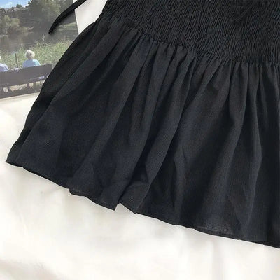 Sexy Tank Top Bow Halter Crop Tops Women Summer Folds Camis Backless Camisole Casual Bandage Tee Female Sleeveless Cropped Vest - Smarsty