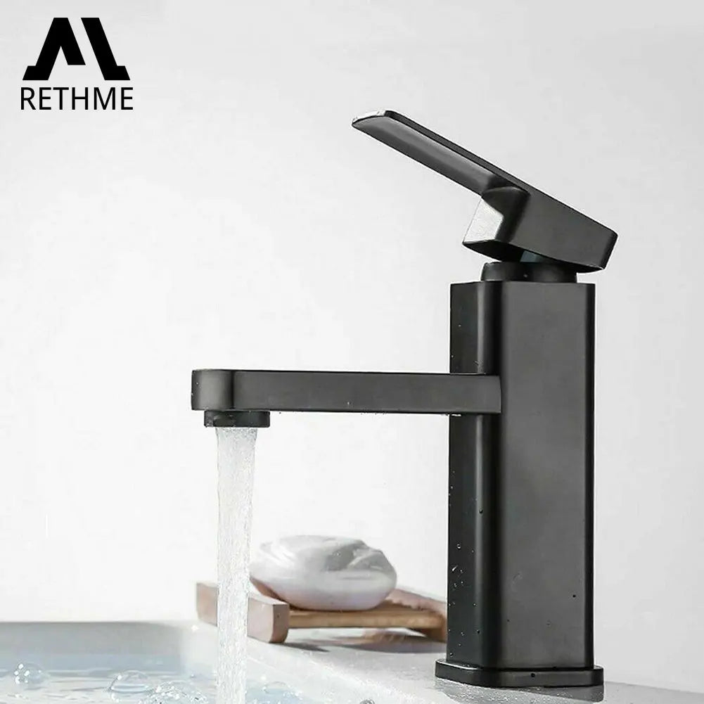 Black Chrome Bathroom Faucet with Hot and Cold Mixer - Smarsty