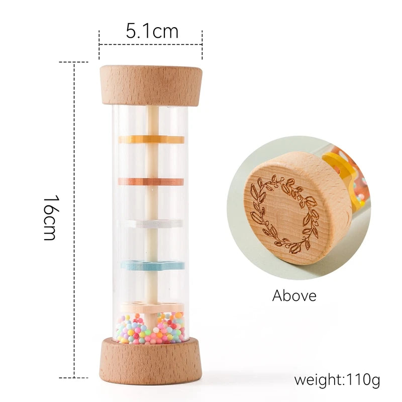 Montessori Baby Rain Stick Rainbow Hourglass Rain Music Rattle Baby Educational Toy Colorful Montessori Sensory Toys for Kids - Smarsty