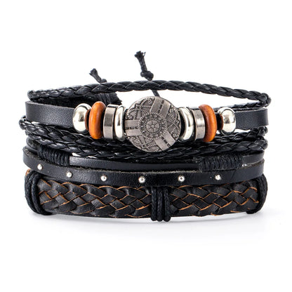 Men’s Leather Braided Bracelets Vintage Ethnic Wristband - Smarsty