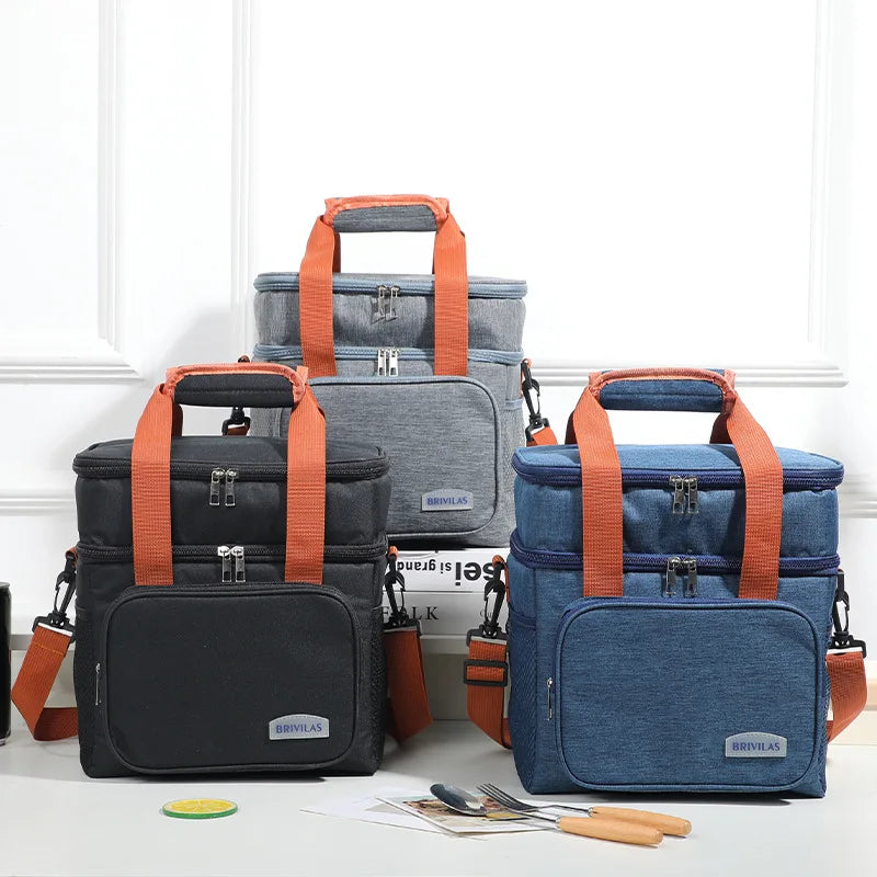 Double Layer Leakproof Lunch Bag Large Capacity Insulation - Smarsty