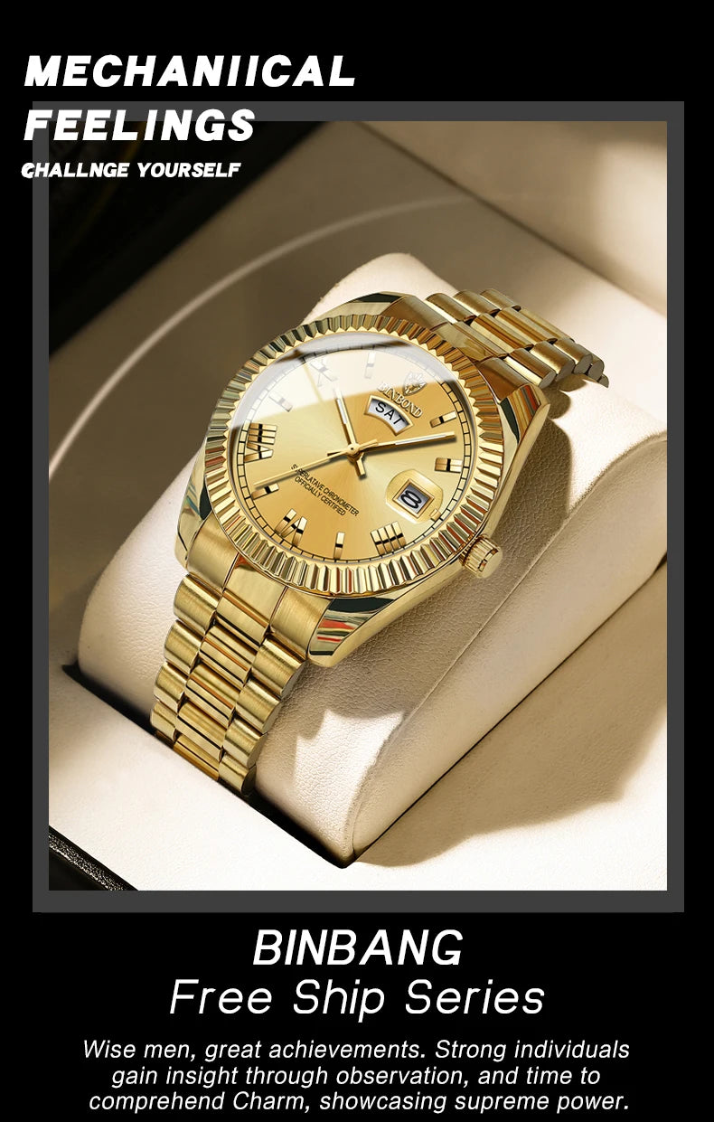 BINBOND Men's Waterproof Quartz Watch with Luminous Features - Smarsty
