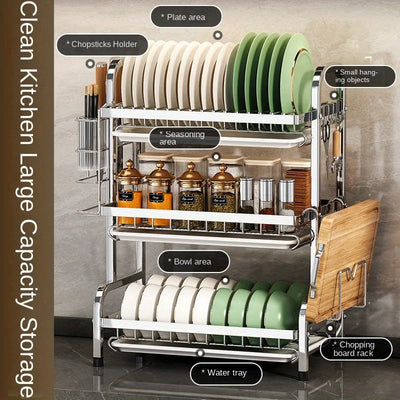 Dish Drying Rack Compact Kitchen Dish Rack Drainboard Set Large Rust-Proof Dish Drainer with Utensil Holder by Smarsty