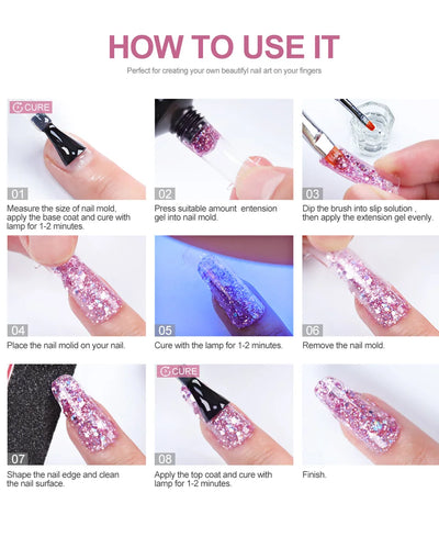 Acrylic Gel Nail Extension Kit with UV LED Lamp - Smarsty