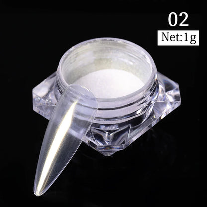 Aurora Pearl White Nail Glitter Powder for Stunning Designs - Smarsty
