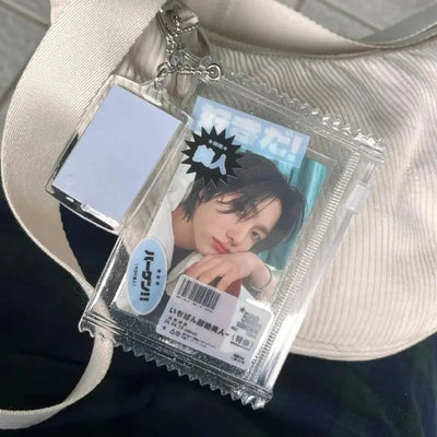 INS Transparent Candy Bag Badge Holder Korean Photocard Holder Display Bag Pendant Idol Photo Card Protective Cover Card Holder - Smarsty