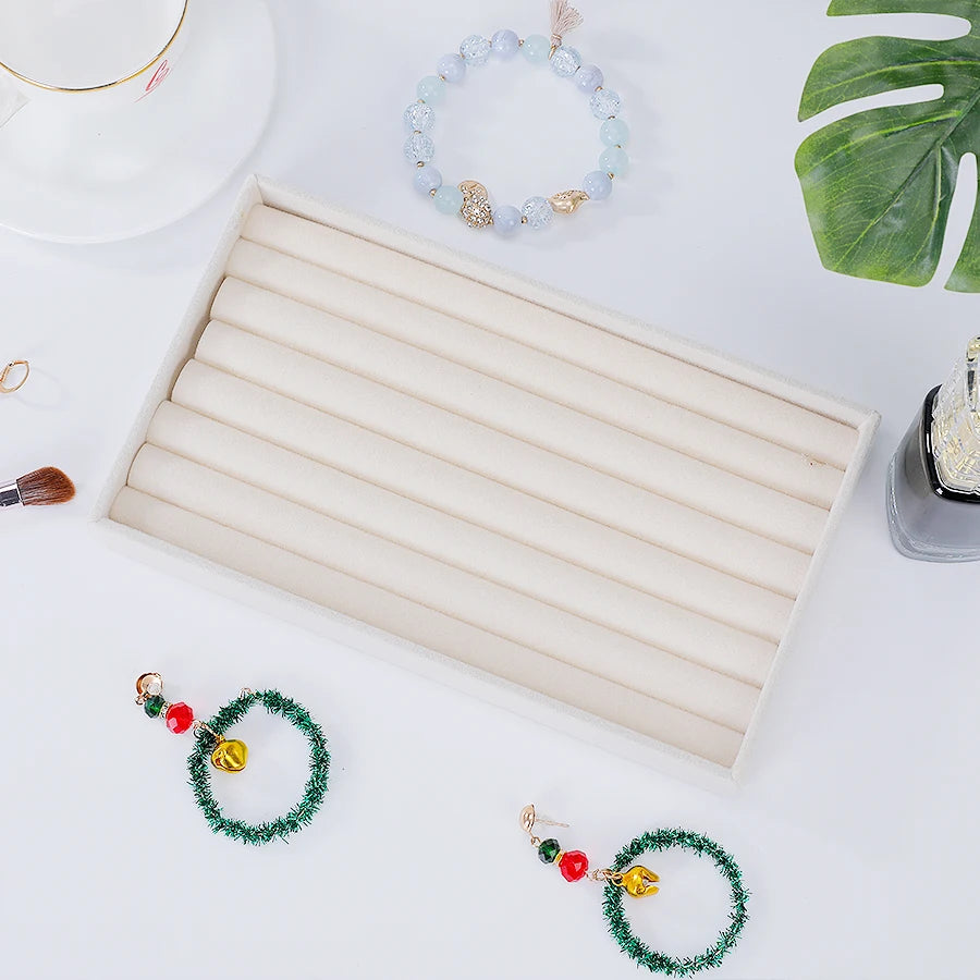 Beige Flocking Jewelry Box Tray for Elegant Storage - Smarsty
