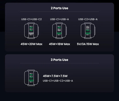 65W GaN Charger With PD3.0 PPS Fast Charge Compact Travel - Smarsty